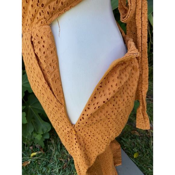Lucky Brand Eyelet Blake Jumpsuit With Pockets Backless Orange Summer Size XS - Picture 7 of 8
